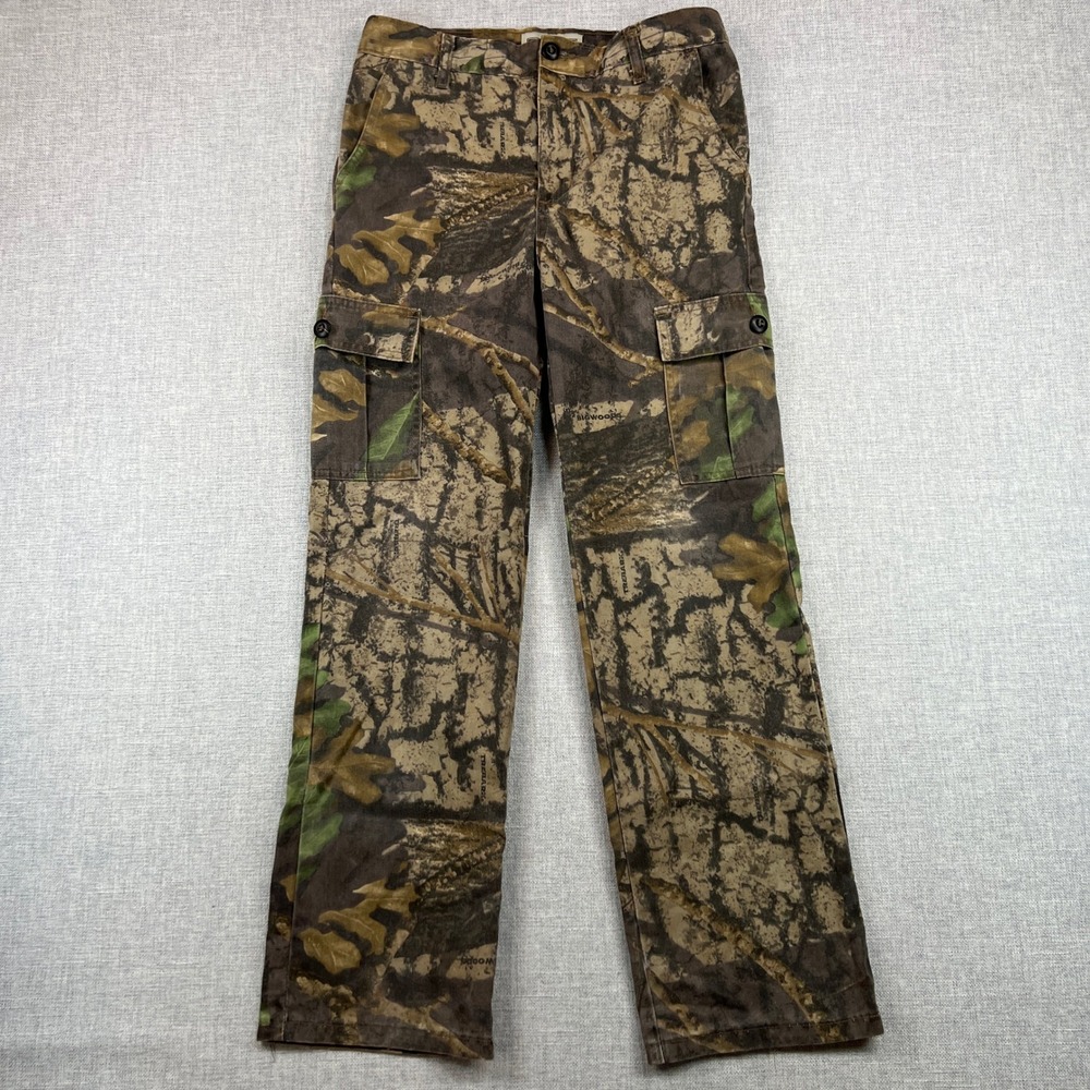 Vintage Jerzees‎ Outdoors Kids XL 18 Camo Cargo Pants Realtree Y2K Adjustable